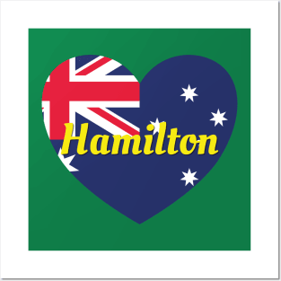 Hamilton VIC Australia Australian Flag Heart Posters and Art